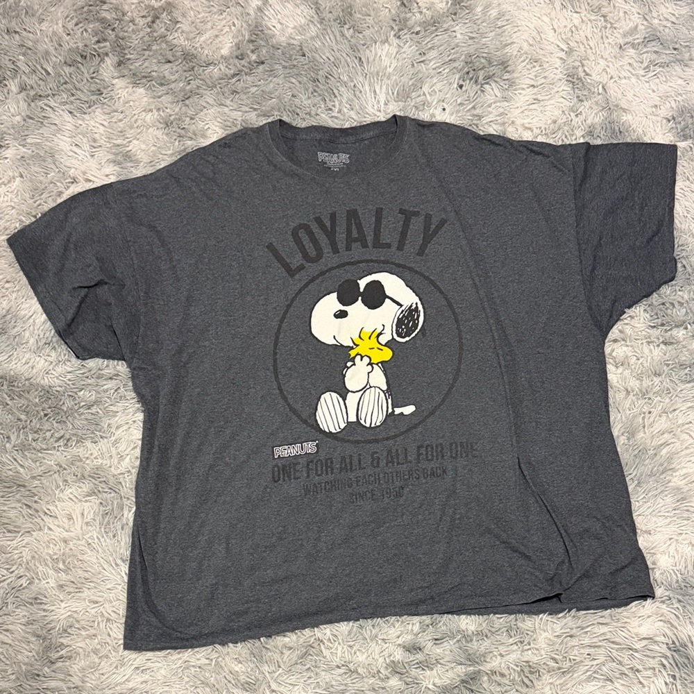 Peanuts Charcoal Gray Snoopy & Woodstock Graphic Tee